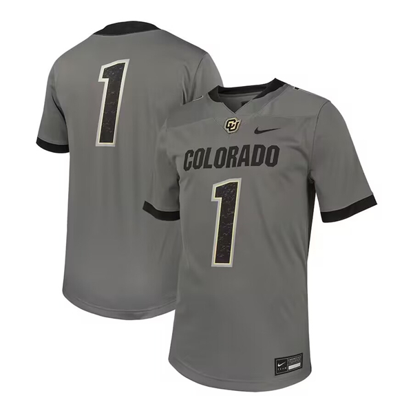 Men's Colorado Buffaloes #1 Gray Stitched Football Jersey